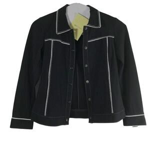 Dialogue Jacket Womens Small Black White‎ Trim Lightweight  NWT